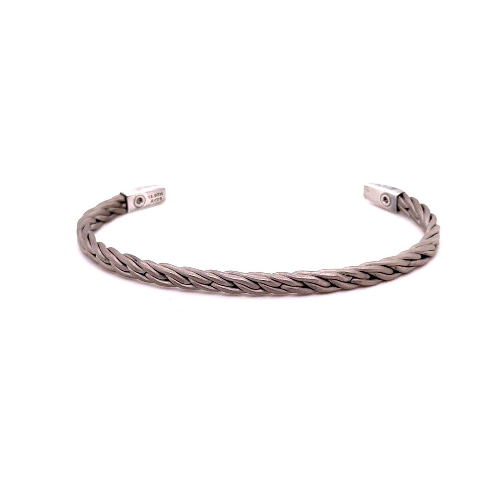 David Yurman Grey Titanium Sterling Silver 925 Cable Cuff Bracelet